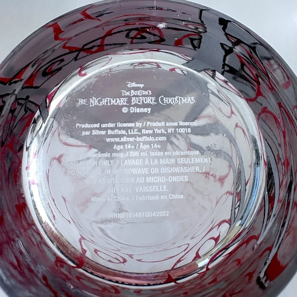 Disney‎ Nightmare Before Christmas Glass Set 4pc Clear Black Red 10 Oz